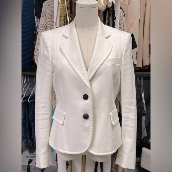GUCCI ivory white cotton CLASSIC Blazer Jacket 44 (Large) with branded buttons - Picture 10 of 10